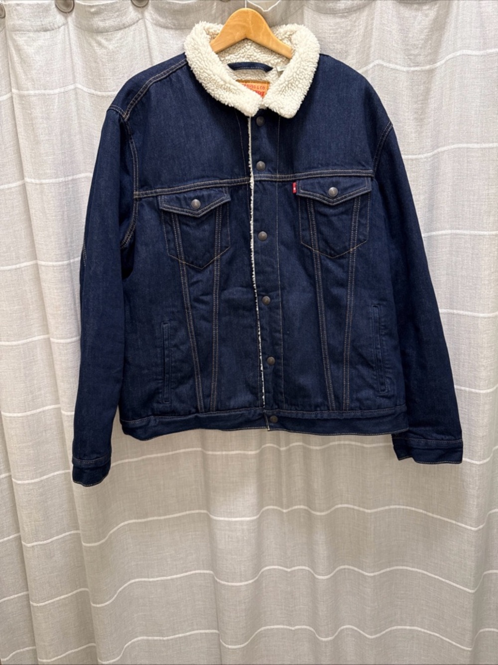Levi's Dark Blue Denim Jacket with Cream Sherpa Collar